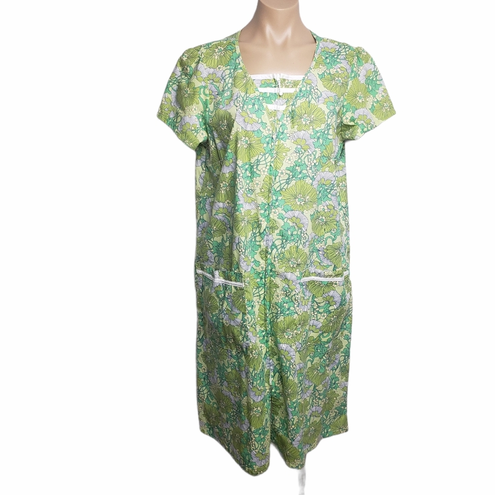 Floral Green Summer House Dress Robe